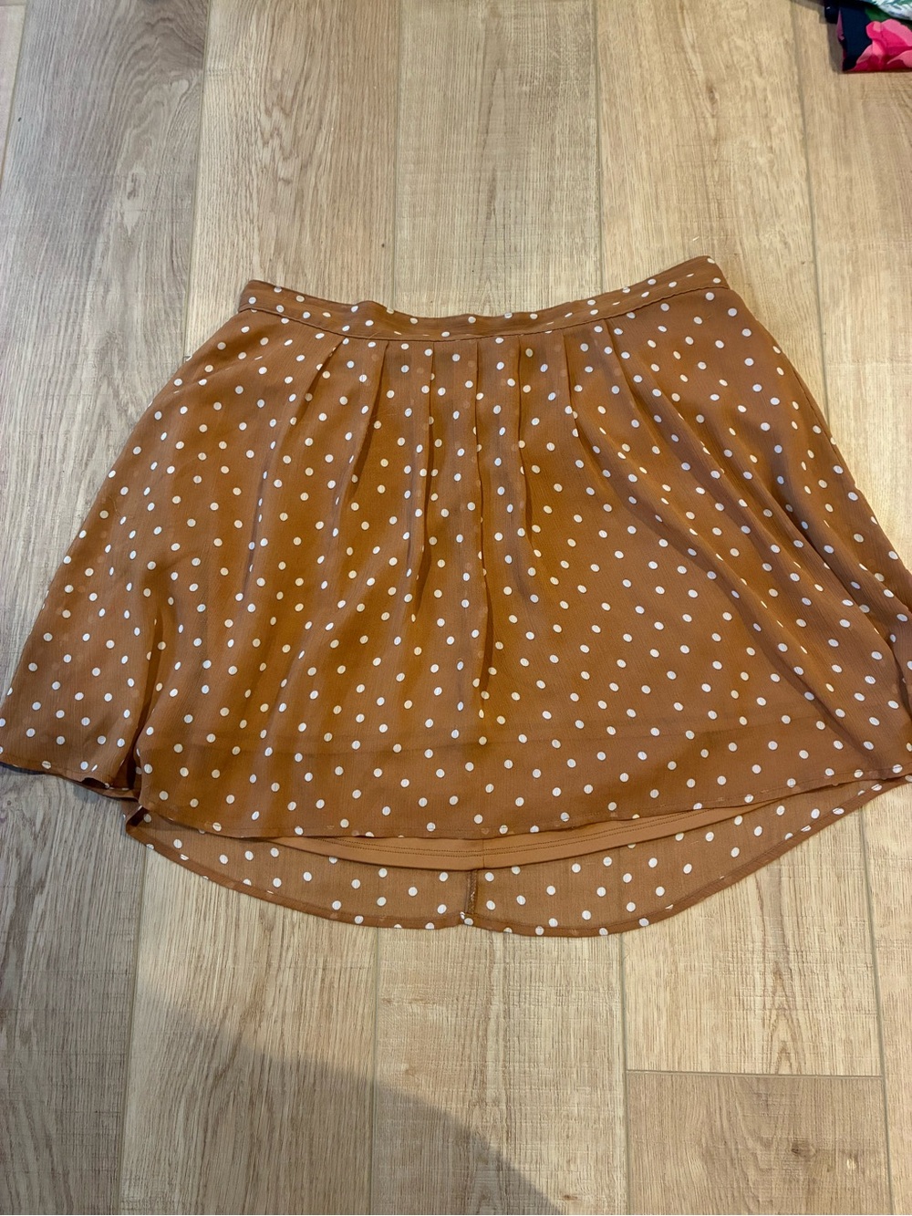 Vintage Y2K Old Navy Brown Polka Dot Skirt Lightweight Pleated silky Large fall